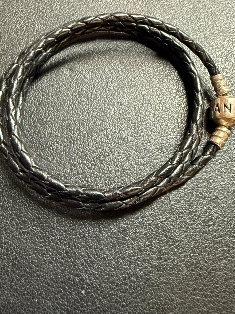 Authentic Pandora S925 ALE Wrap Black Braided Leather Bracelet